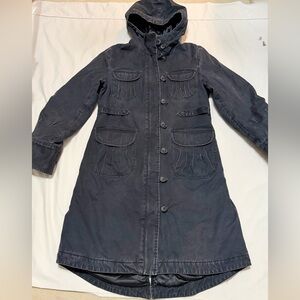 Clothes Vintage Women's Black Hooded Long Jacket Insulated size 12